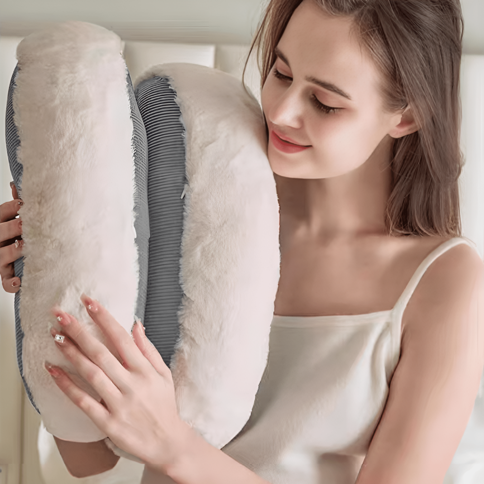 Side profile of the BellyNest Mini™ maternity pillow, highlighting its contoured shape and compact support design for pregnancy comfort.